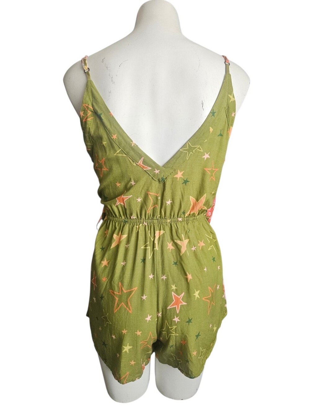 FARM Rio Tropical Floral Wrap Romper Green Pink Pineapple Garden Print Sz Small - Picture 4 of 15